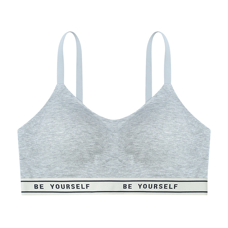 Seamless Bra and Underwear Set - Cotton Blend Lingerie with Letter Print