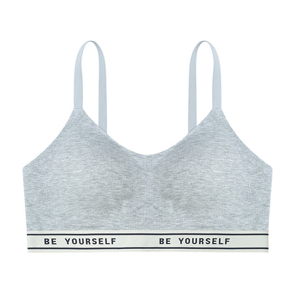 Seamless Bra and Underwear Set - Cotton Blend Lingerie with Letter Print