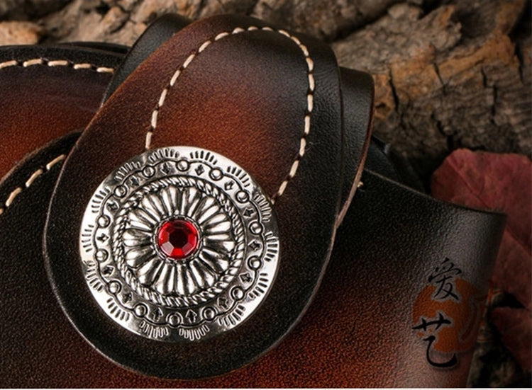 Men's Cowhide Leather Embossed Wallet - Long Bifold with Zipper Closure and Artistic Designs