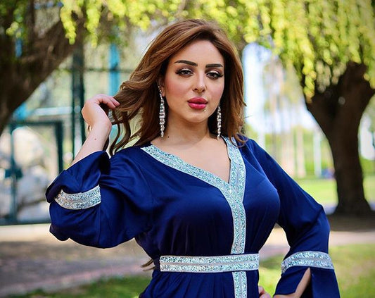 Women's Turkish Long Muslim Dress - Fashion Round Neck Modest Clothing