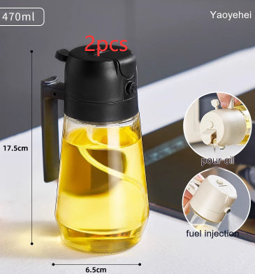 Olive Oil Sprayer Dispenser - 470ml Glass 2-in-1 Spray & Pour Bottle