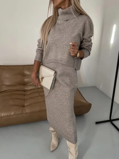 Turtleneck Sweater & Sleeveless Dress Set - 2-Piece Winter Outfit