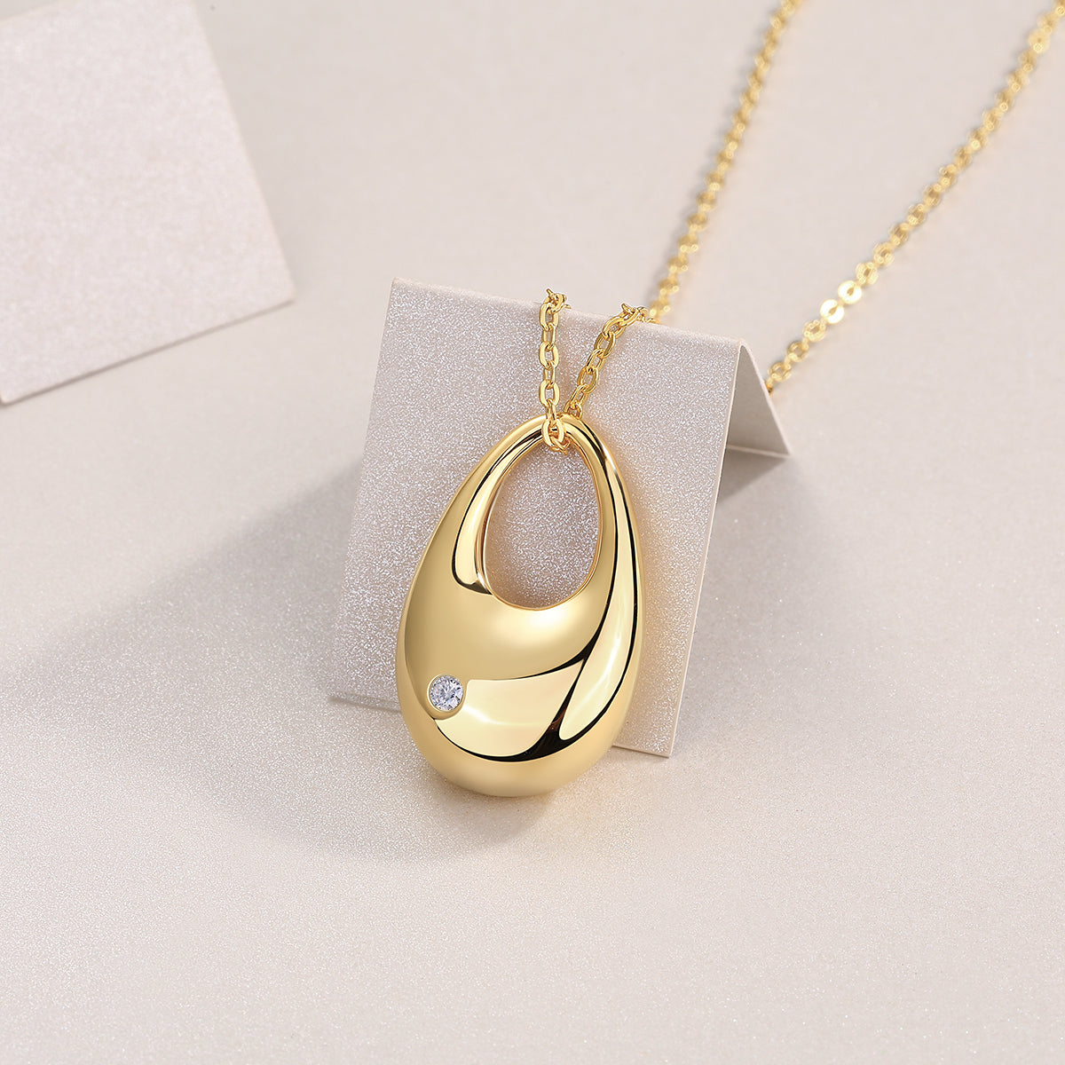Moissanite Pendant Necklace Set - S925 Sterling Silver Gold Plated