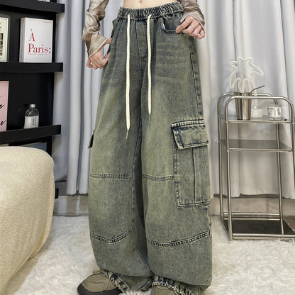 Women's American Retro Wide-Leg Jeans - High Waist Denim Pants