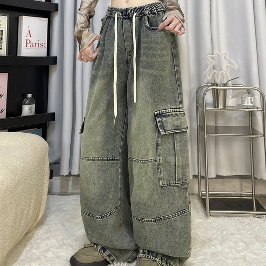 Women's American Retro Wide-Leg Jeans - High Waist Denim Pants
