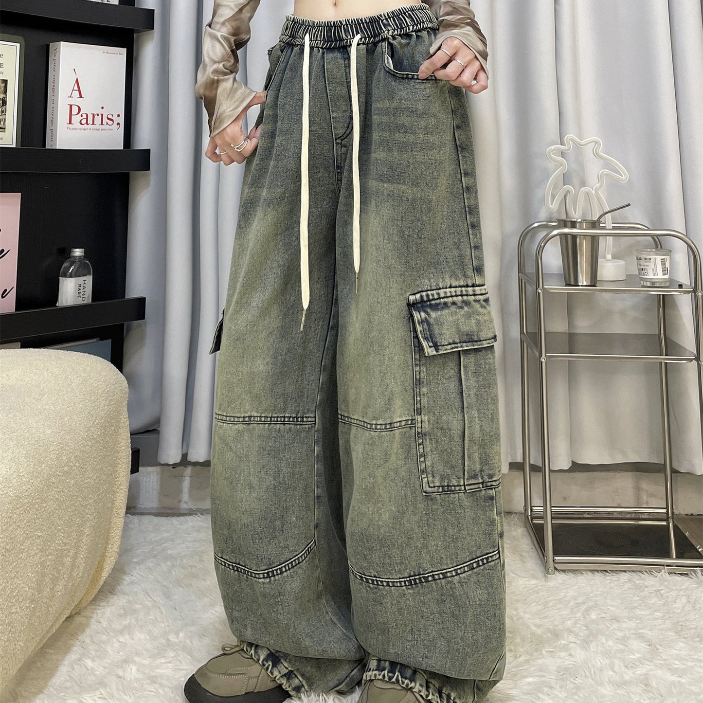 Women's American Retro Wide-Leg Jeans - High Waist Denim Pants