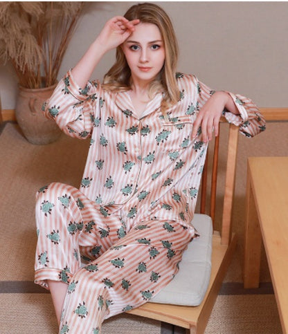 Luxe Silk Two-Piece Loungewear Set - Long-Sleeve Top & Pants