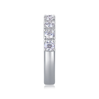 0.1 Carat Moissanite Sterling Silver Ring - Platinum Plated Wedding Band