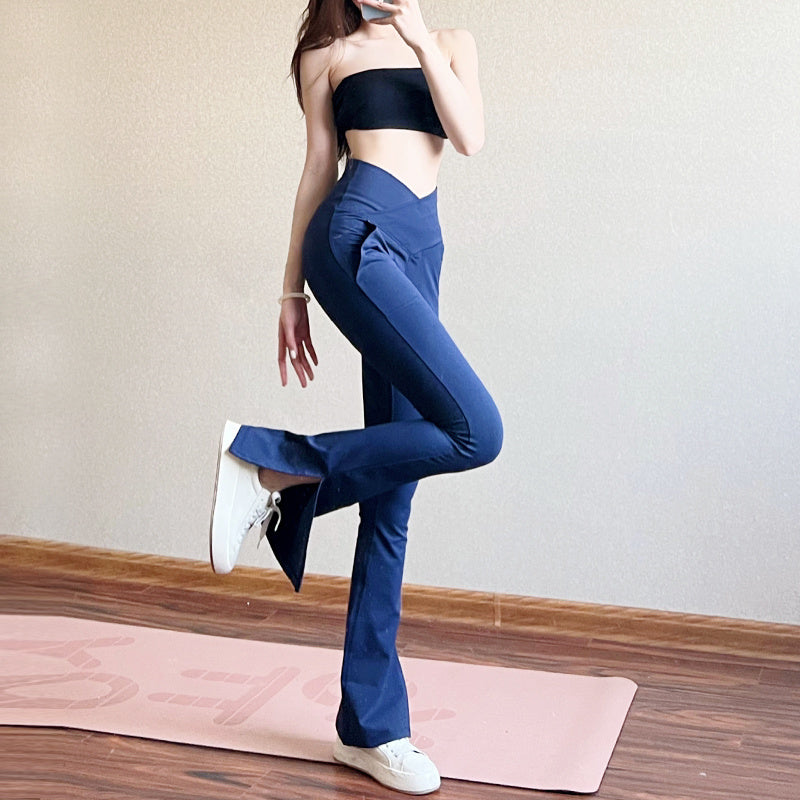 Women's High-Waist Stretch Flare Pants - Nylon Hip-Lifting Skinny Trousers