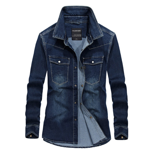 Men's Long Sleeve Denim Shirt - Cotton Casual Outdoor Leisure Shirt