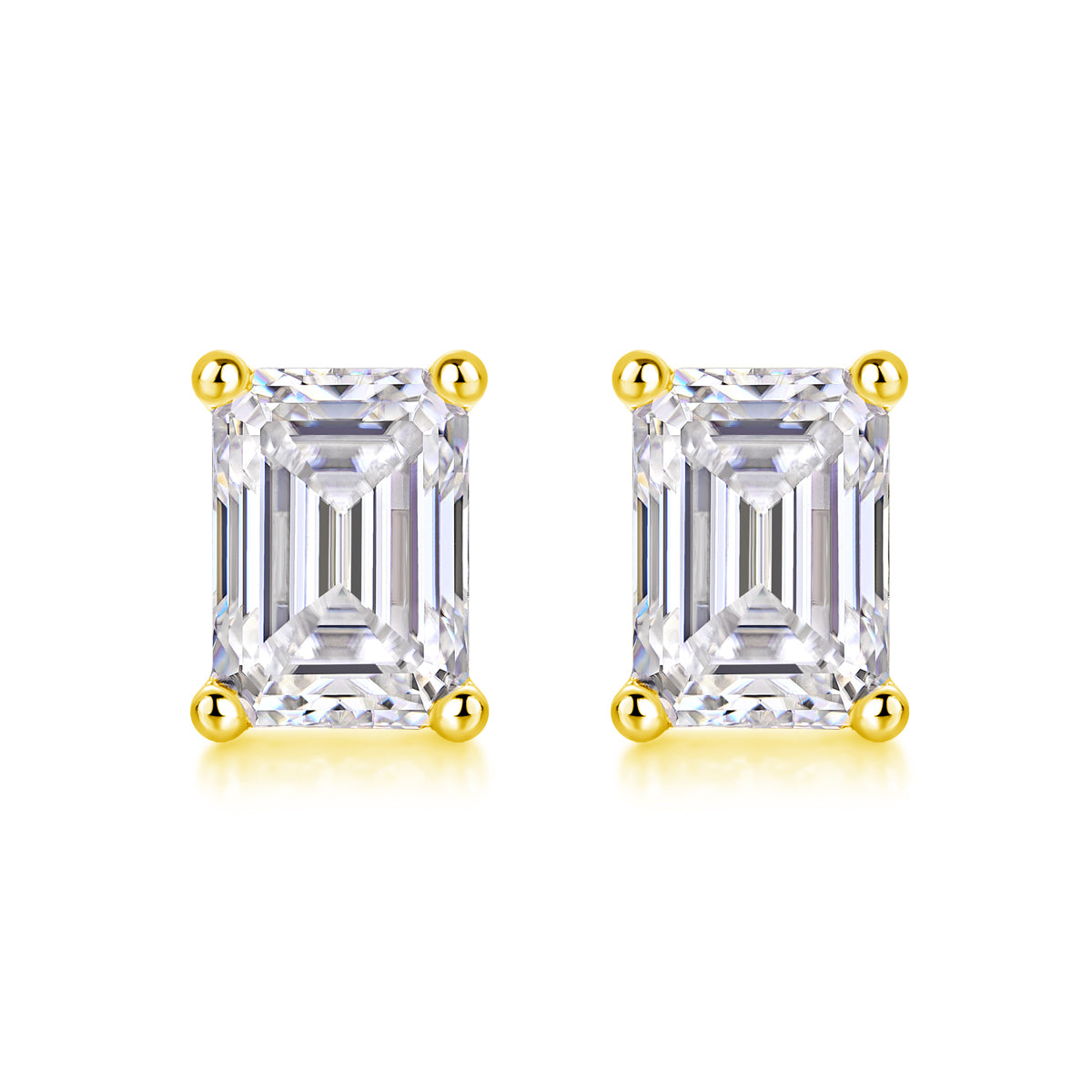 Moissanite Stud Earrings - S925 Silver Platinum Plated Octagonal Cut