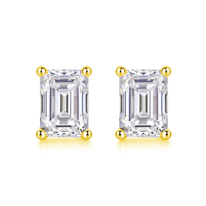 Moissanite Stud Earrings - S925 Silver Platinum Plated Octagonal Cut
