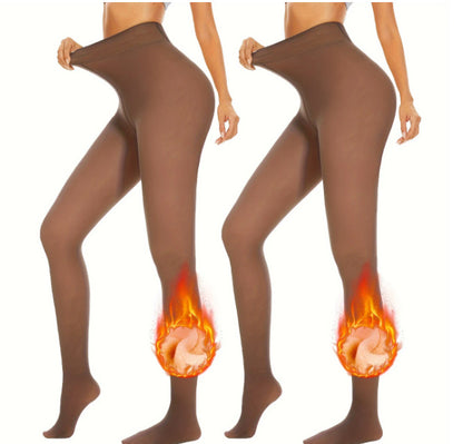 Women's Fleece Lined Tights - Thermal Leg Warmers for Autumn and Winter