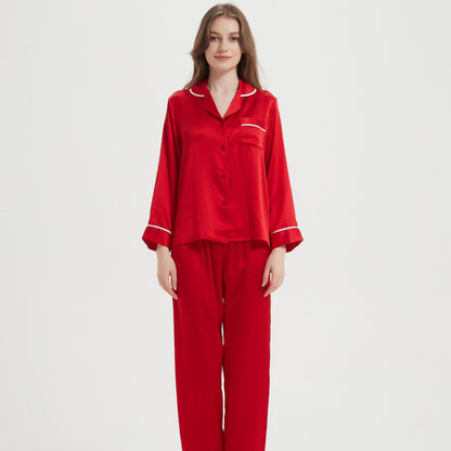 Women's Luxe Silk Two-Piece Pajama Set - 100% Pure Mulberry Silk Long Sleeve Sleepwear