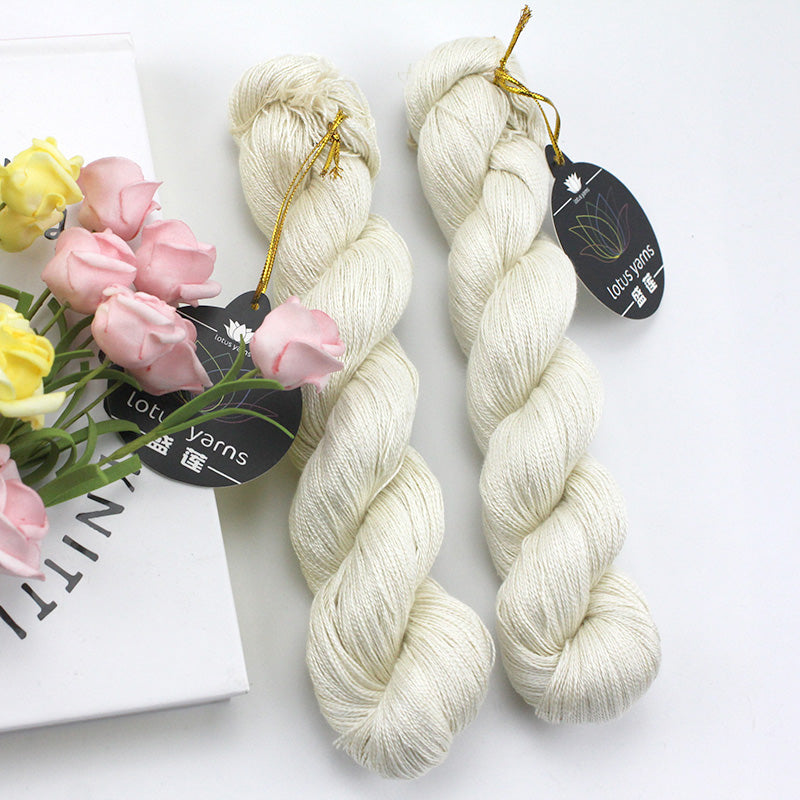 Premium Silk Cotton Yarn - 50/50 Blend Hand Knitting Yarn (10 Skeins, 330m Each)