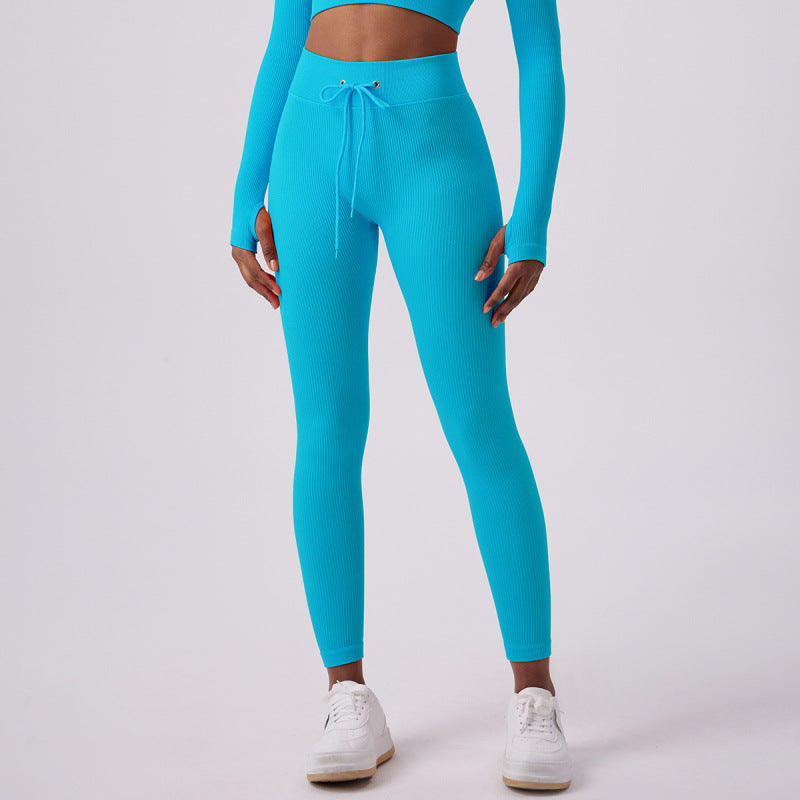 Women's High-Waisted Butt-Lifting Yoga Pants - Quick-Dry Athletic Leggings with Drawstring
