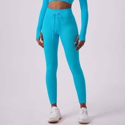 Women's High-Waisted Butt-Lifting Yoga Pants - Quick-Dry Athletic Leggings with Drawstring