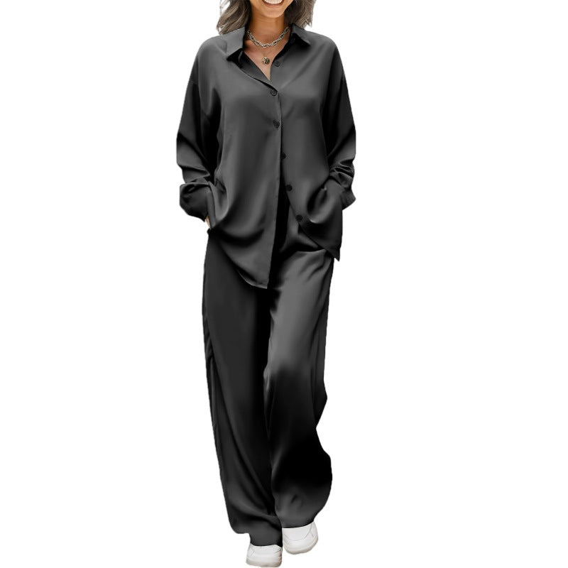 Women's Casual Relaxed Minimalist Long Suit - Elegant Commuter Two-Piece Set