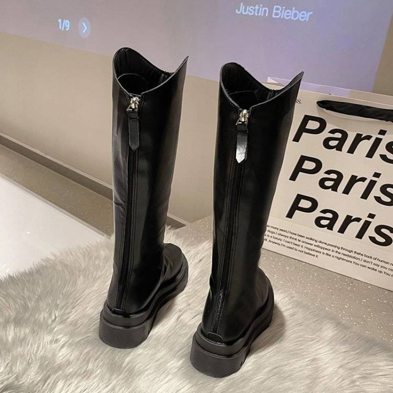 Women's Over-the-Knee Platform Boots with Back Zipper - Waterproof