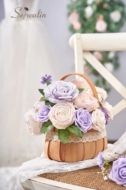 Artificial Silk Flowers for DIY Wedding Bouquets - Blush Pink & White Rose Centerpieces