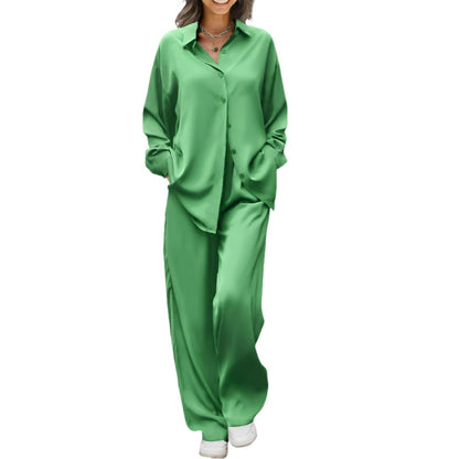 Women's Casual Relaxed Minimalist Long Suit - Elegant Commuter Two-Piece Set