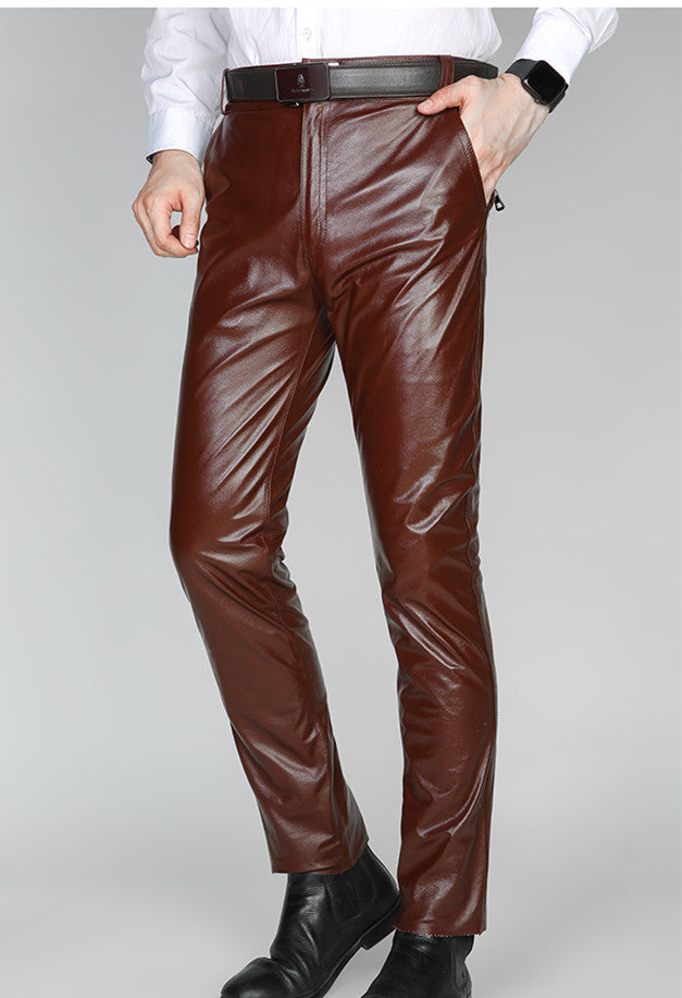 Premium Genuine Leather Motorcycle Pants - Men's Slim Fit Riding Trousers