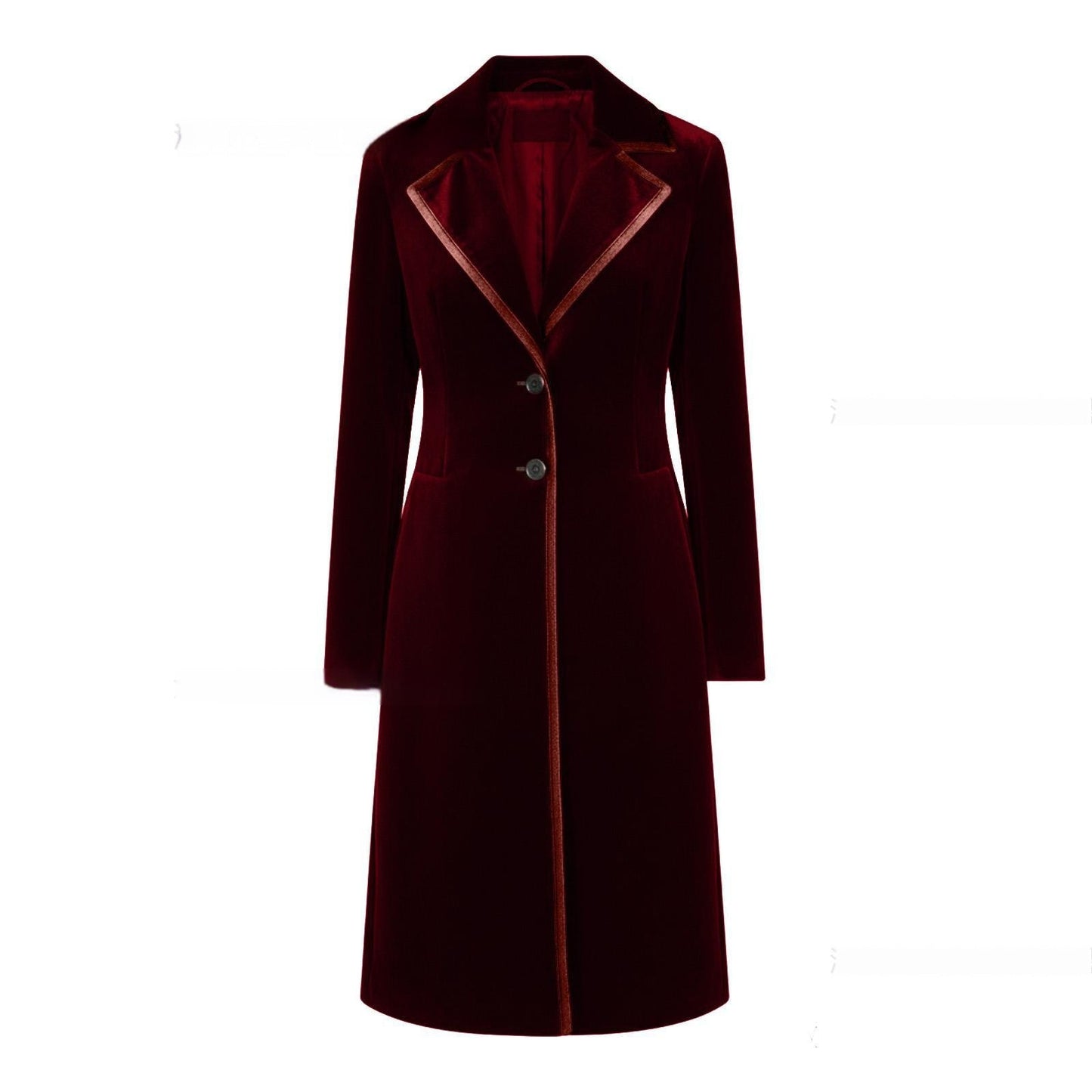 Women's Elegant Velvet Coat - Sophisticated Long Sleeve Winter Jacket