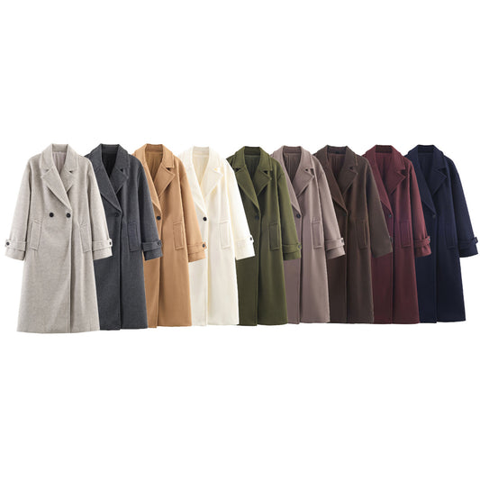 Women's Loose Elegant Minimalist Long Coat - Oversized Wool Blend Outerwear