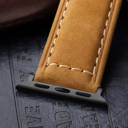 Crazy Horse Leather Apple Watch Band - Brushed Cowhide with Silver Buckle