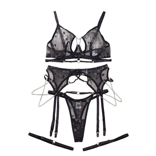 Hollow Chain Underwear Four-piece Set
