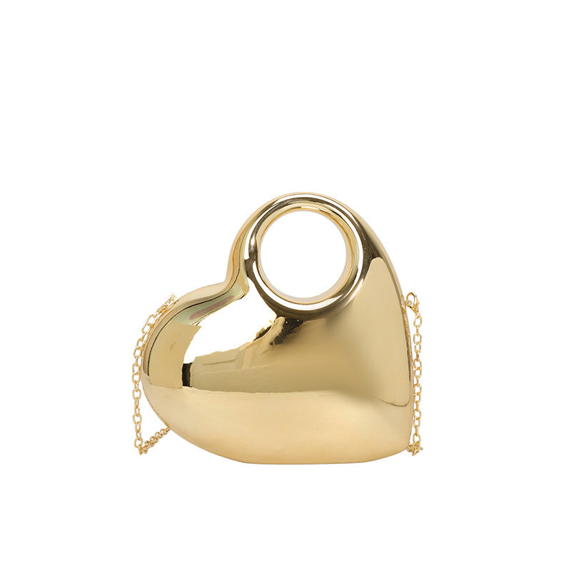Heart-Shaped Acrylic Evening Bag - Structured Crossbody Handbag