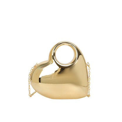 Heart-Shaped Acrylic Evening Bag - Structured Crossbody Handbag