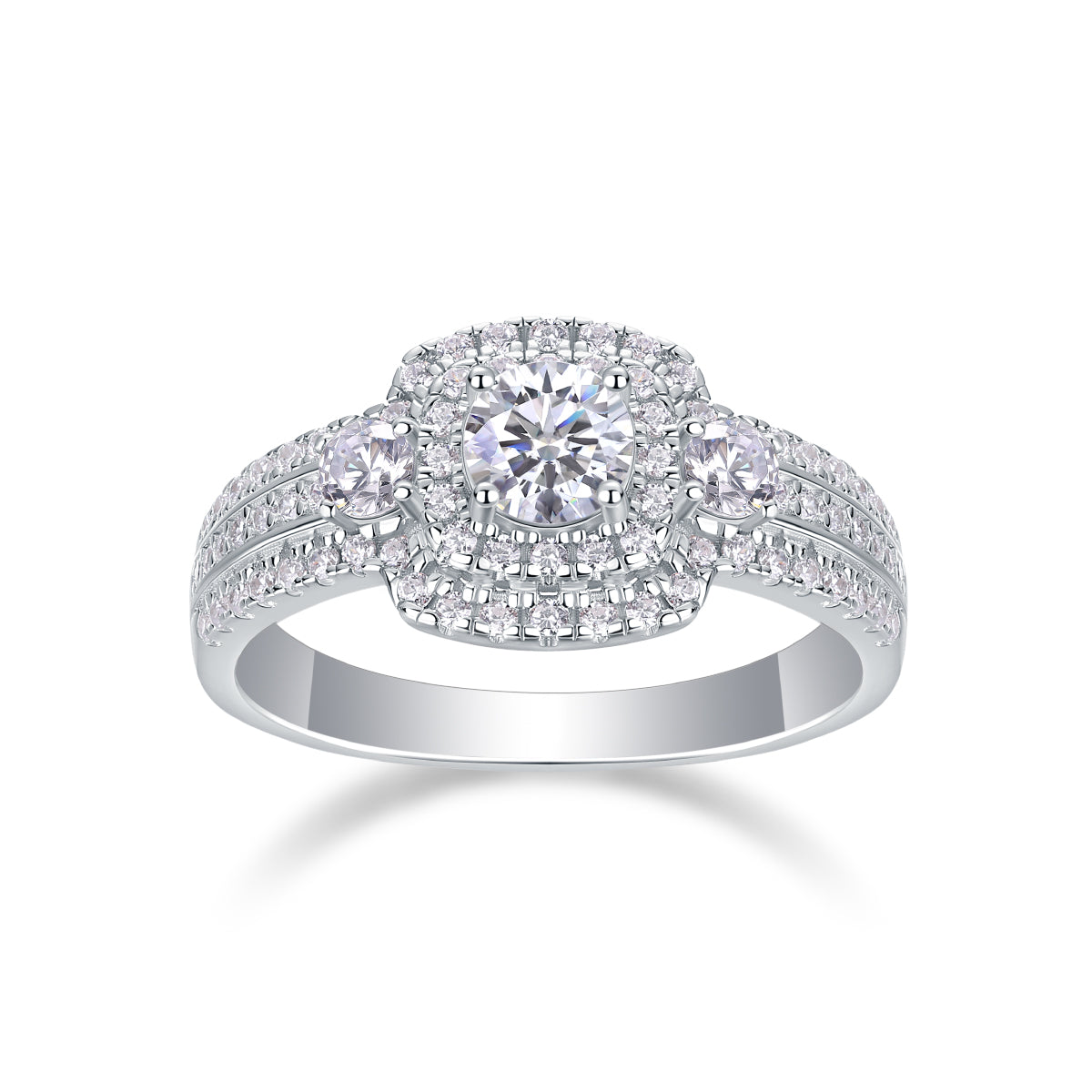 Moissanite Wedding Ring Set - 0.5 Carat S925 Sterling Silver with Gold Plating