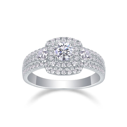 Moissanite Wedding Ring Set - 0.5 Carat S925 Sterling Silver with Gold Plating