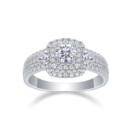 Moissanite Wedding Ring Set - 0.5 Carat S925 Sterling Silver with Gold Plating