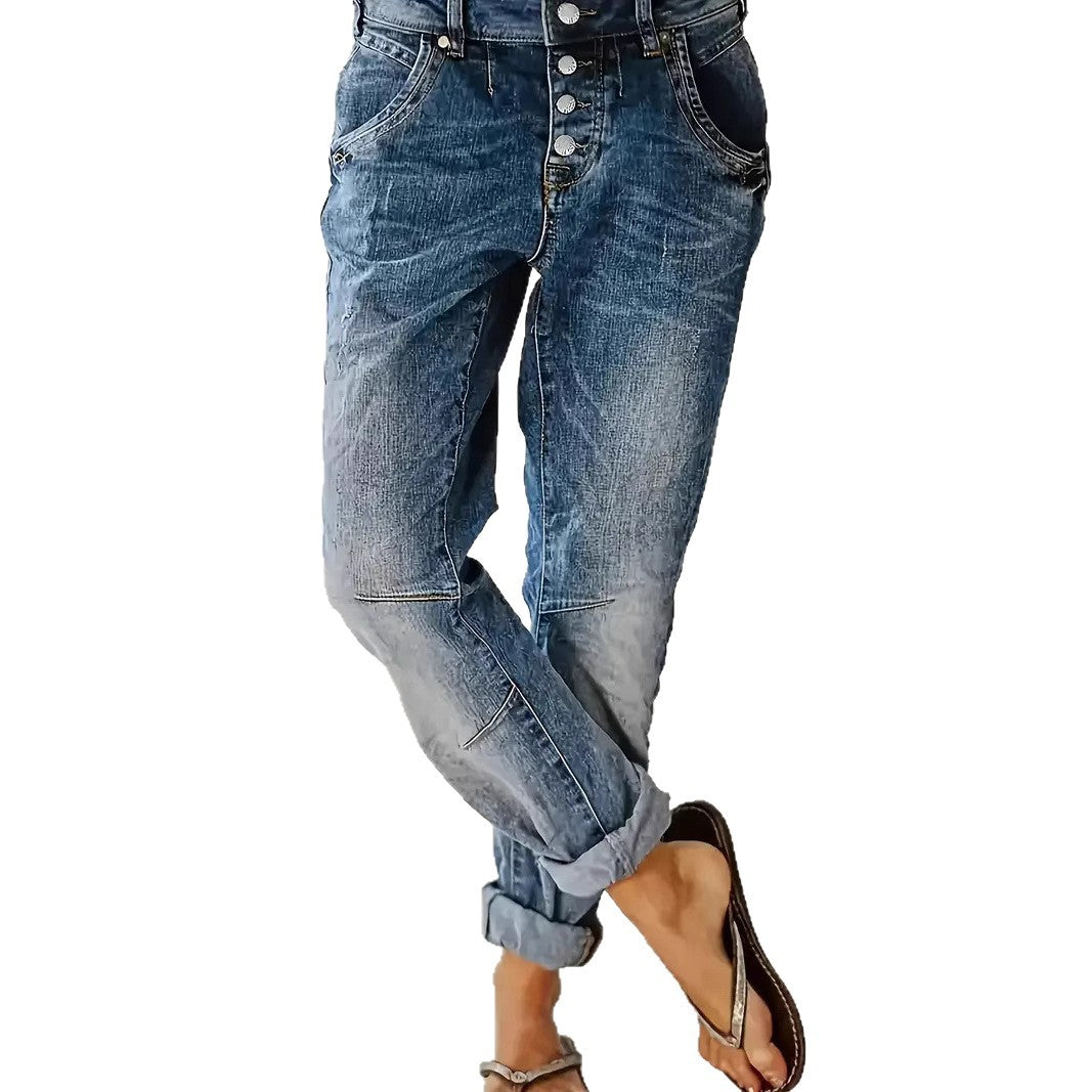 Women's Relaxed Casual Versatile Slimming Jeans - High Waist Denim Pants