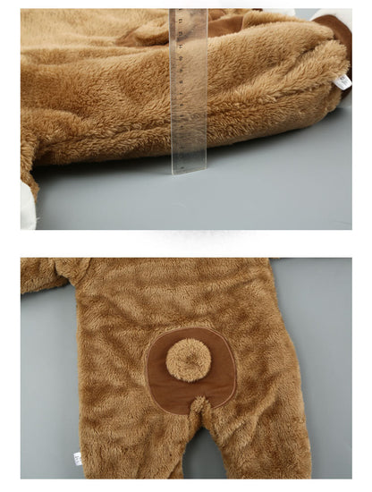 Baby Hooded Cotton Romper - Thickened Winter Onesie with Zipper