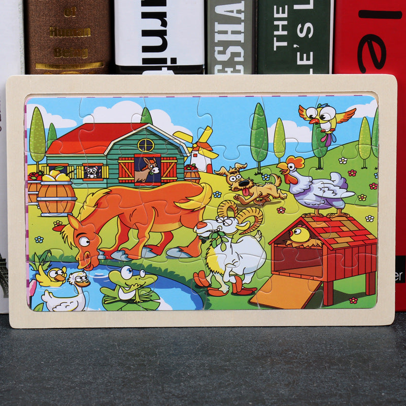 Kids Wooden Jigsaw Puzzle Toy - Educational Animal & Theme Designs for Ages 3+