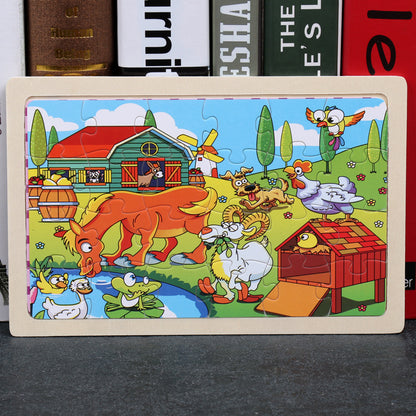 Kids Wooden Jigsaw Puzzle Toy - Educational Animal & Theme Designs for Ages 3+