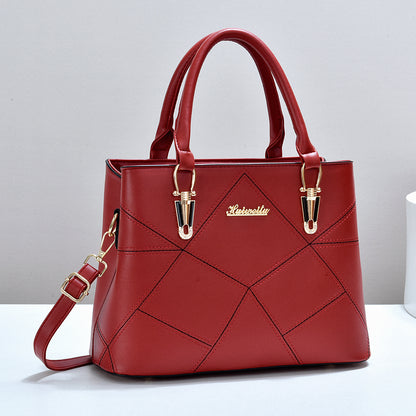 Women's Color Block Handbag - PU Leather Commuter Tote with Multiple Compartments