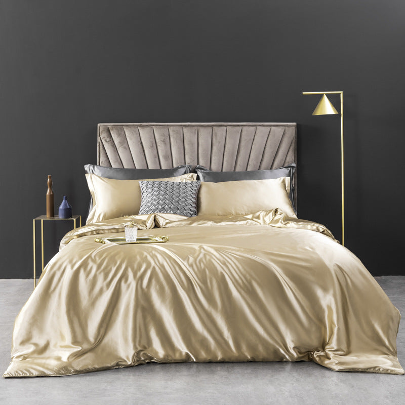 Luxe Washed Silk 4-Piece Bedding Set - 100% Mulberry Silk European-Style with Duvet Cover, Sheet, and Pillowcases