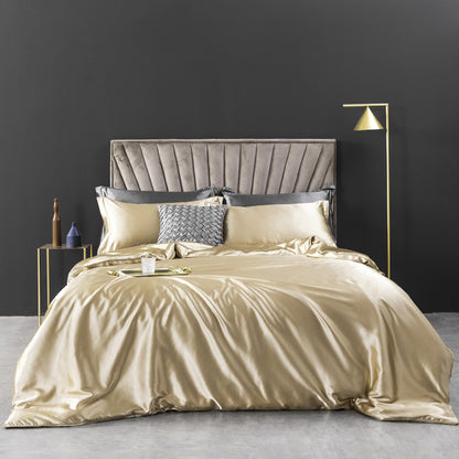 Luxe Washed Silk 4-Piece Bedding Set - 100% Mulberry Silk European-Style with Duvet Cover, Sheet, and Pillowcases