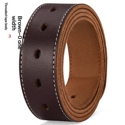 Vintage Genuine Cowhide Leather Belt for Men - Pin Buckle Square Design
