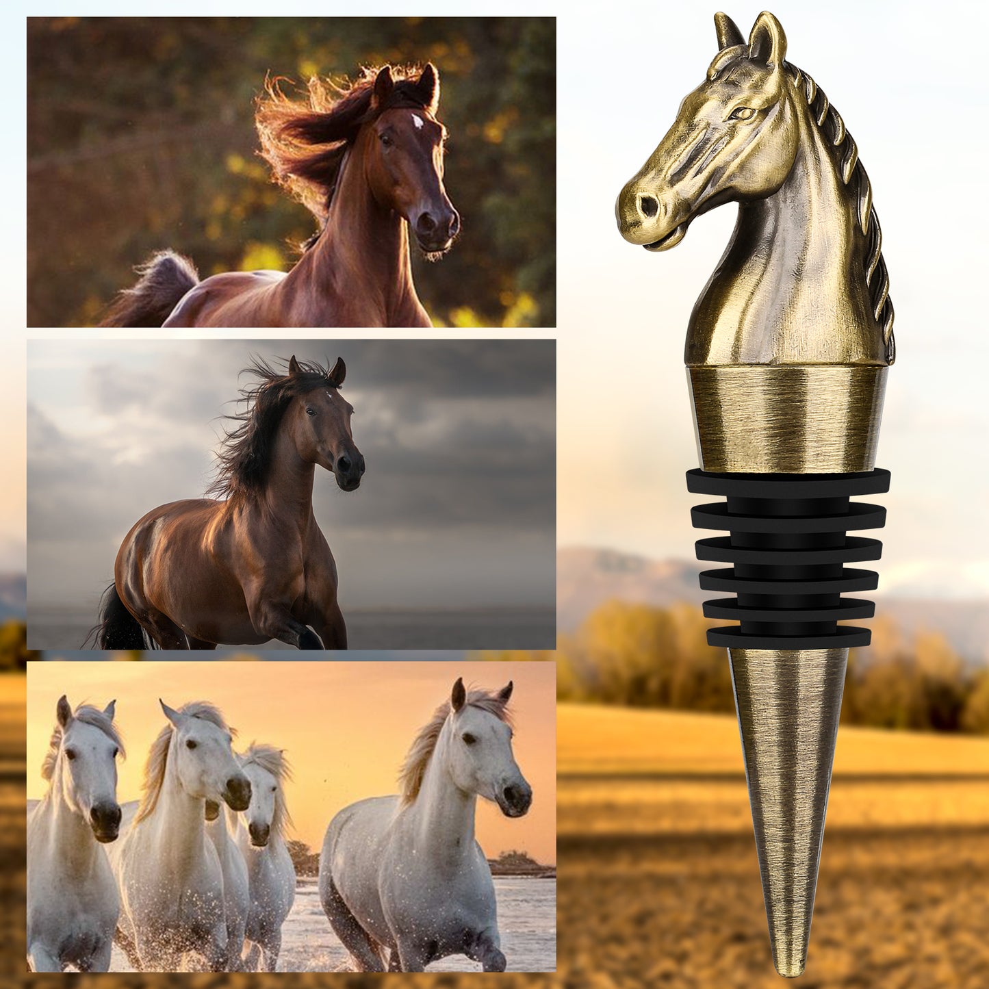 Horse Head Wine Bottle Stopper - Zinc Alloy Decorative Stopper