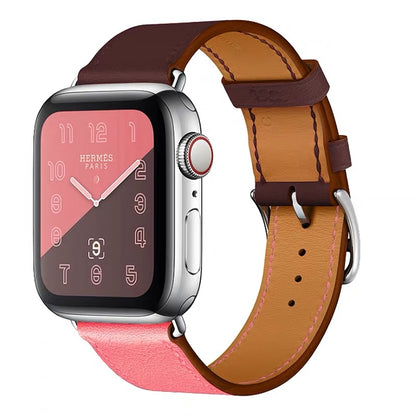Genuine Leather Apple Watch Band - Premium Cowhide Strap with Stainless Steel Pin Buckle