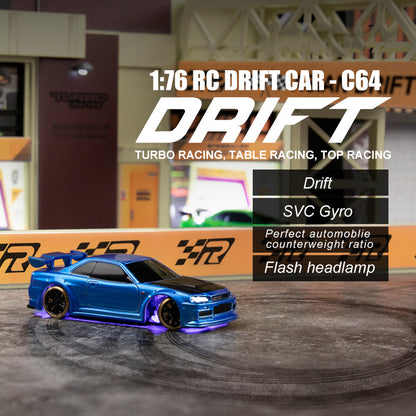 Turbo Racing 1:76 C64 Drift RC Car with Gyro - Full Proportional Remote Control RTR Kit