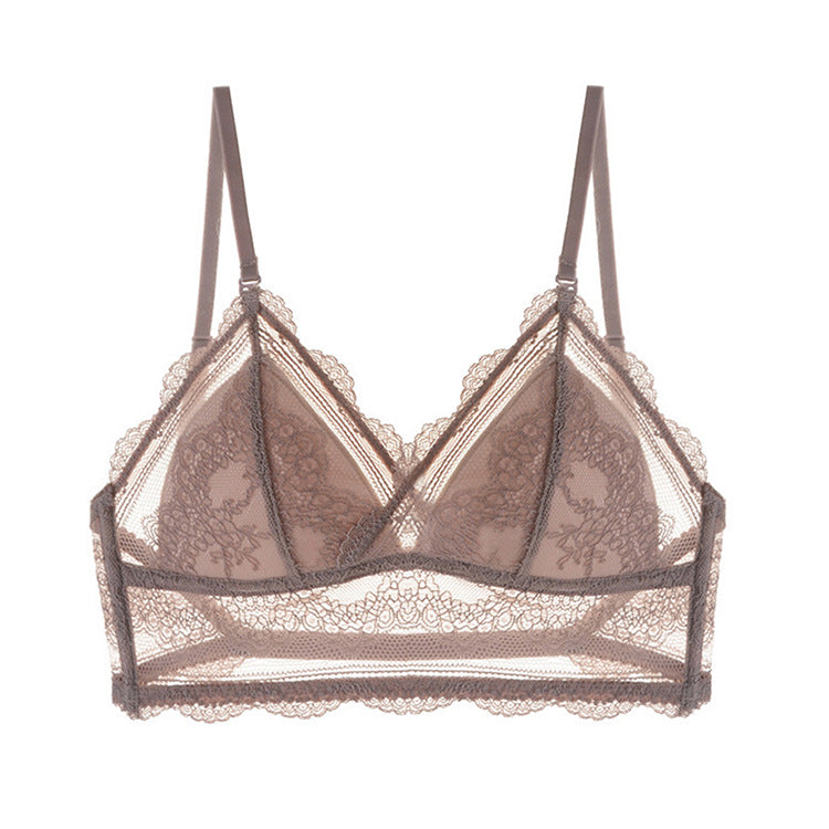 Seamless Lace Bra - Soft 3/4 Cup with Detachable Straps and Low Back Design
