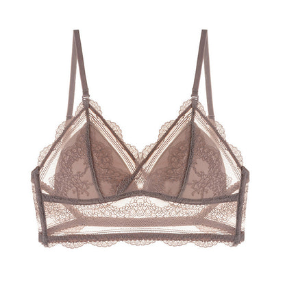 Seamless Lace Bra - Soft 3/4 Cup with Detachable Straps and Low Back Design