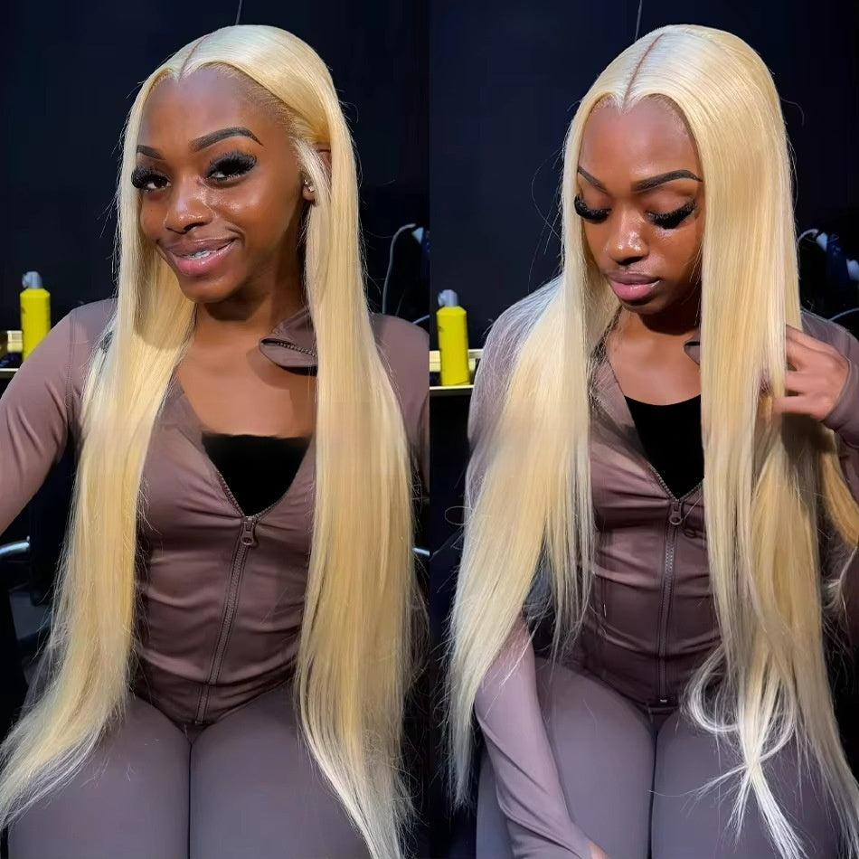 613 Blonde Straight Human Hair Wig - DIY Colors 13x4 Lace Front Wig