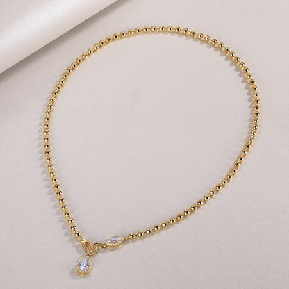 Pear-Shaped Moissanite Necklace Pendant - S925 Sterling Silver with Gold Plating
